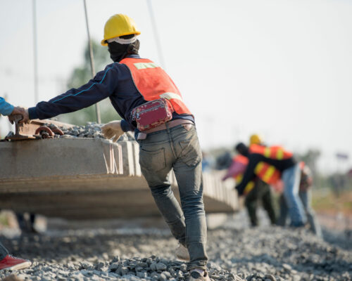 Construction Worker In Construction Site